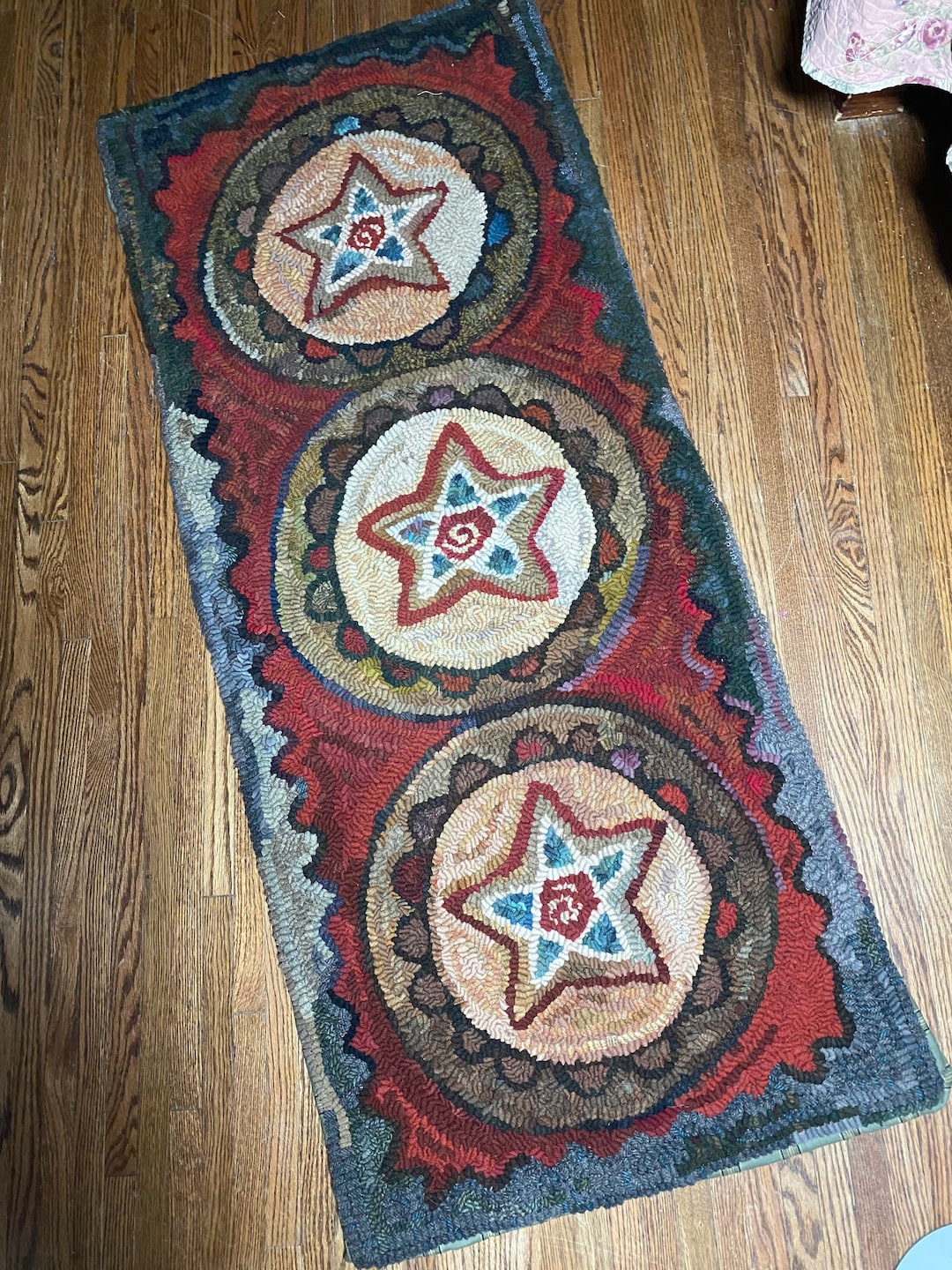 Primitive Star Rug Primitive Stars Folk Art Rug - Etsy