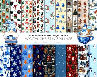 Christmas Pattern Set | Winter Background PNG | Instant Download Fabric Patterns