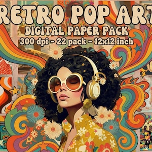 Carta digitale retrò anni '70, motivo hippie flower power, sfondo psichedelico, decorazioni per feste in discoteca, album di ritagli Y2K