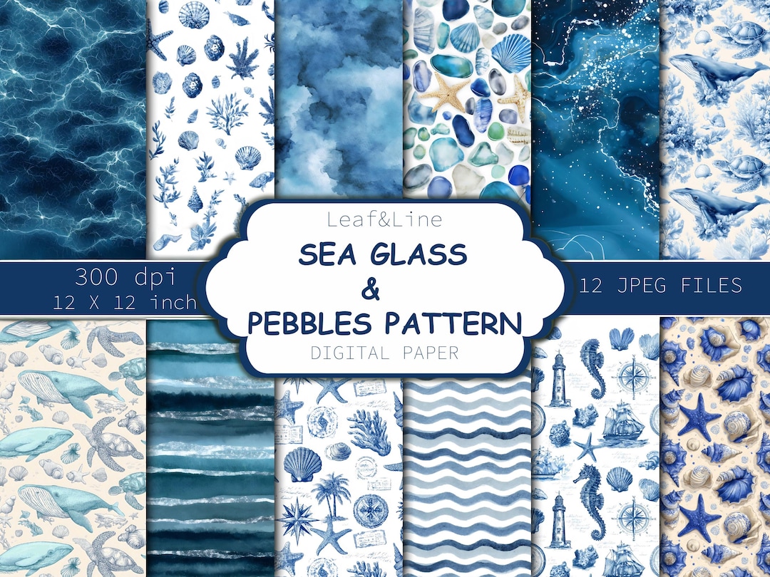 Ocean Seashell Digital Paper, Watercolor Beach Coastal Seamless Pattern ...