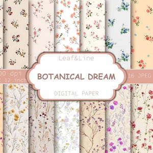 Retro botanisch digitaal papier, modern bloemmotief uit het midden van de eeuw, boho-meubeldecoupage in aardetinten