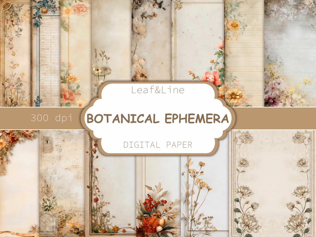 Vintage Botanical Ephemera Kit, Printable Junk Journal Supplies, Fussy ...