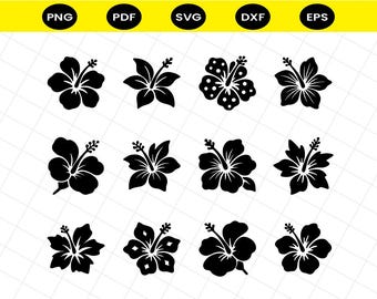 Hibiscus Flower SVG Bundle, Tropical Floral Clipart for Cricut