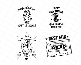 Funny Baby Bodysuit SVG Bundle, Newborn Quote Cut Files for Cricut Silhouette