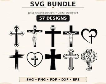 Grunge Cross SVG Bundle, Jesus Cross PNG, Christian Faith Designs, Religious Cricut Cut Files, Distressed Cross Digital Download