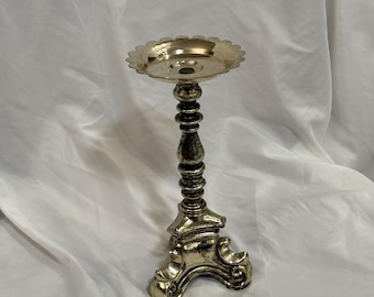 Rubel Vintage Gold Tone Candle Holder, 9 inch MCM Decor baroque statement ornate hollywood regency