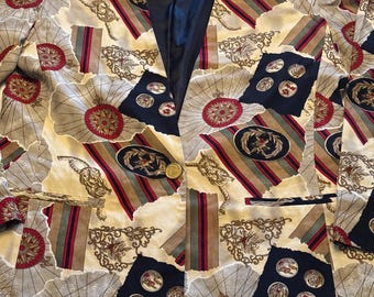 Nautical cruise jacket vintage size 8 lightweight classic norton mcnaughton 80’s 90’s green blue red beige usa shoulder pads baroque