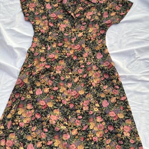 90s fit and flare dress Bonnie Strauss Vintage 90s crushed velvet fit & flare dress dark brown Size L