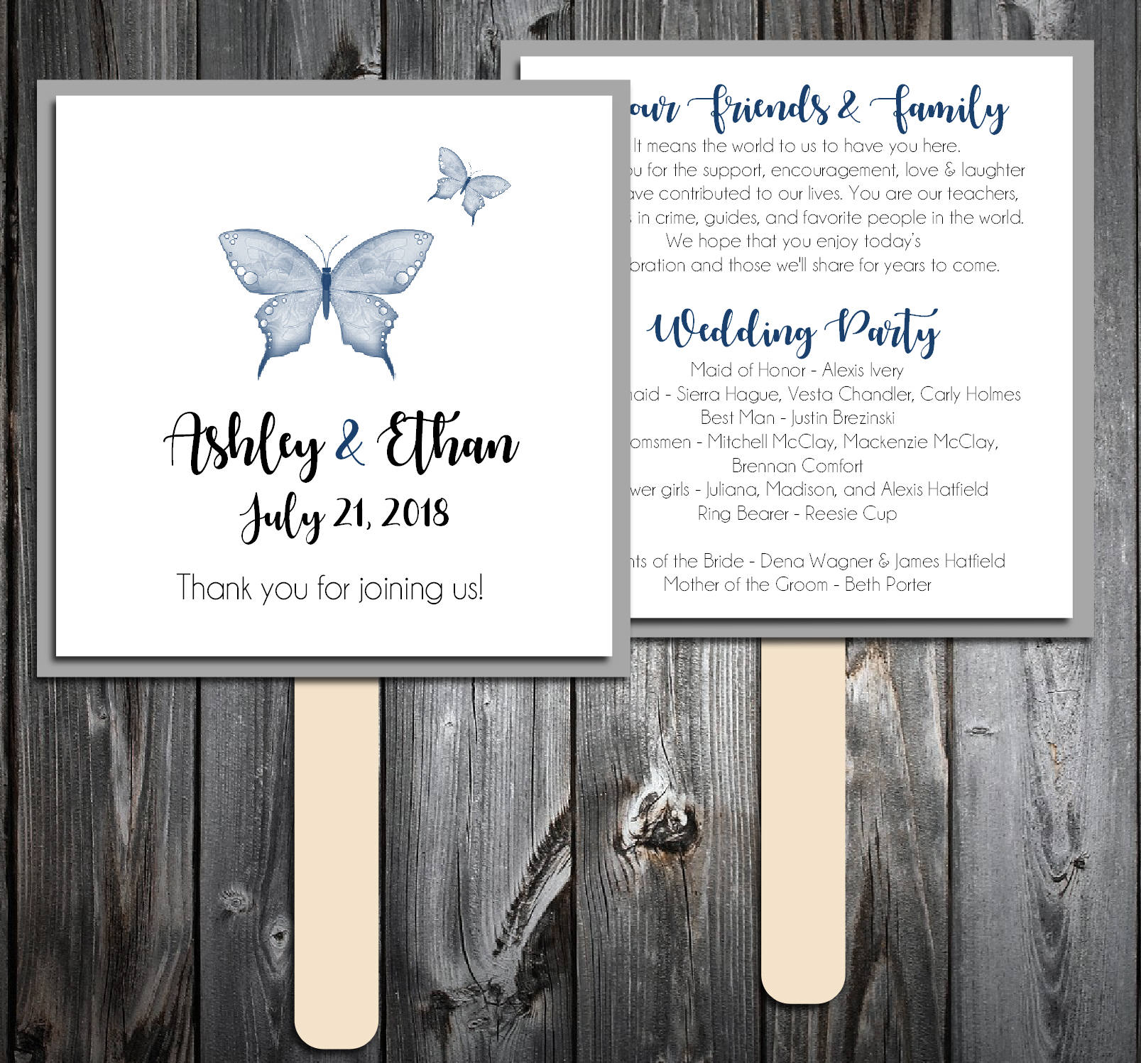 Butterfly Program Fans Kit Printing Included Wedding Ceremony