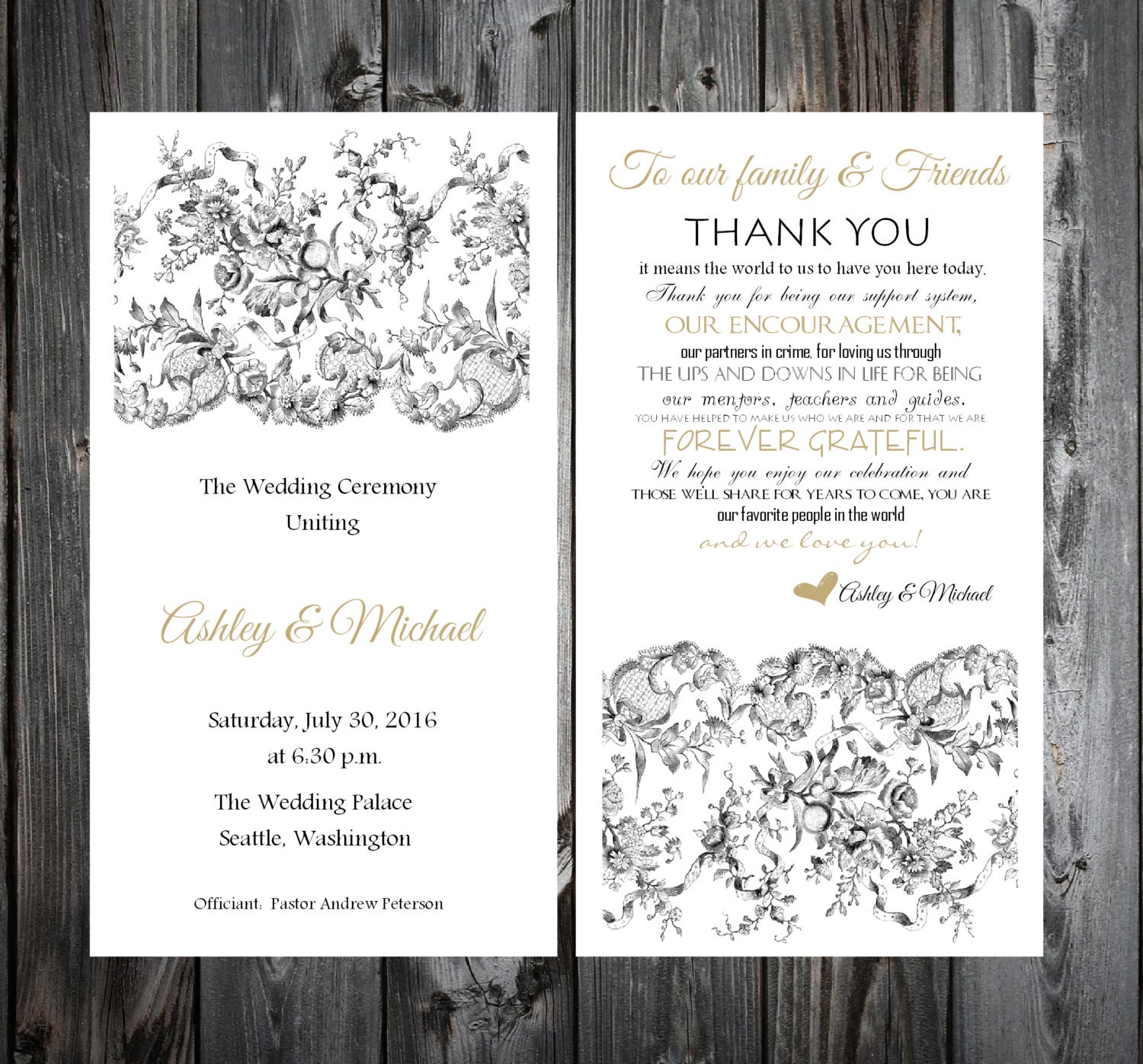 Lace And Burlap Rustic Theme Wedding Programs 100 Wedding