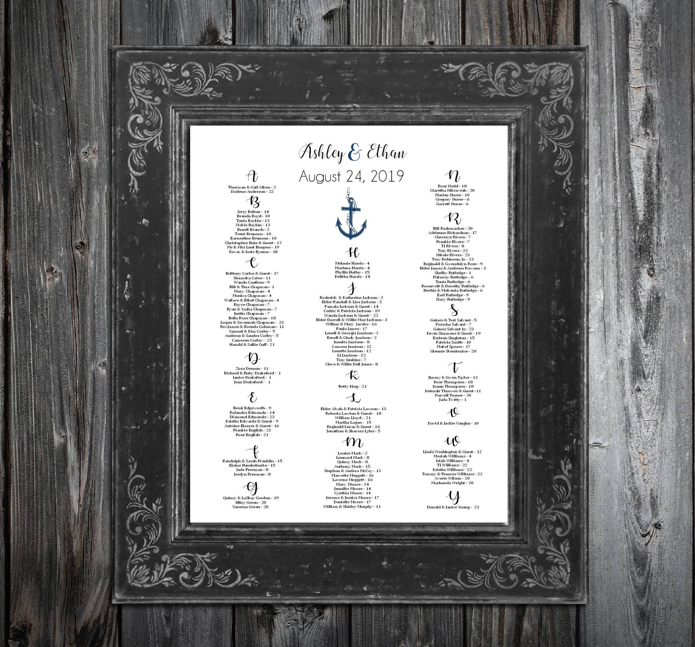 Wedding Seating Chart For Table Assignments For Your Wedding
