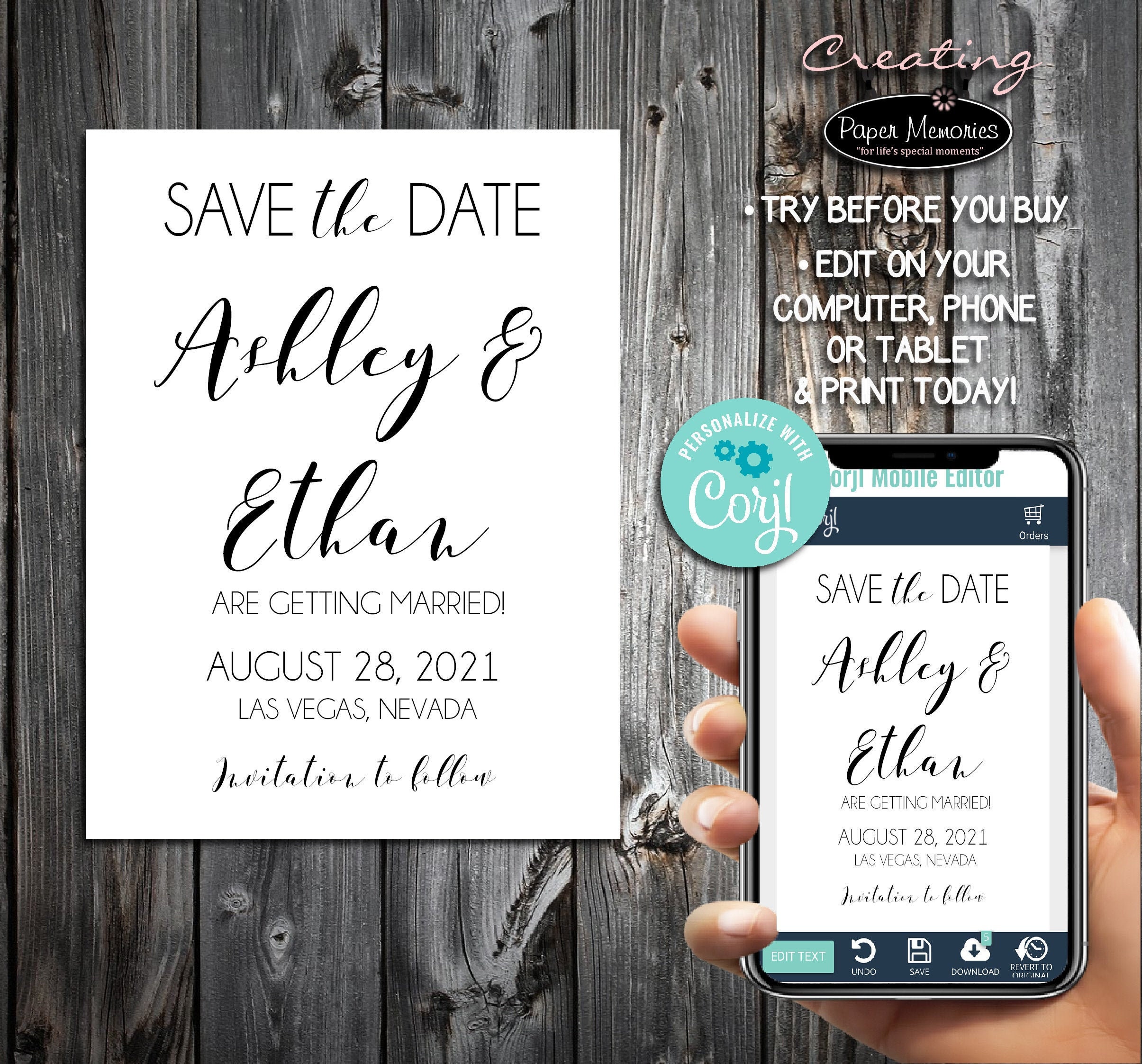 Save The Dates Cards Printable Editable Download | Etsy