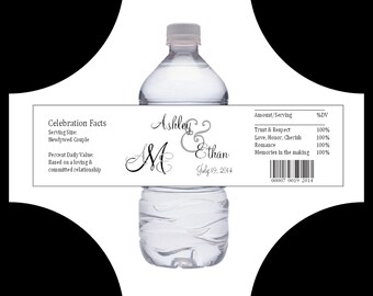 75 Monogram water bottle labels - Wedding favors - monogrammed