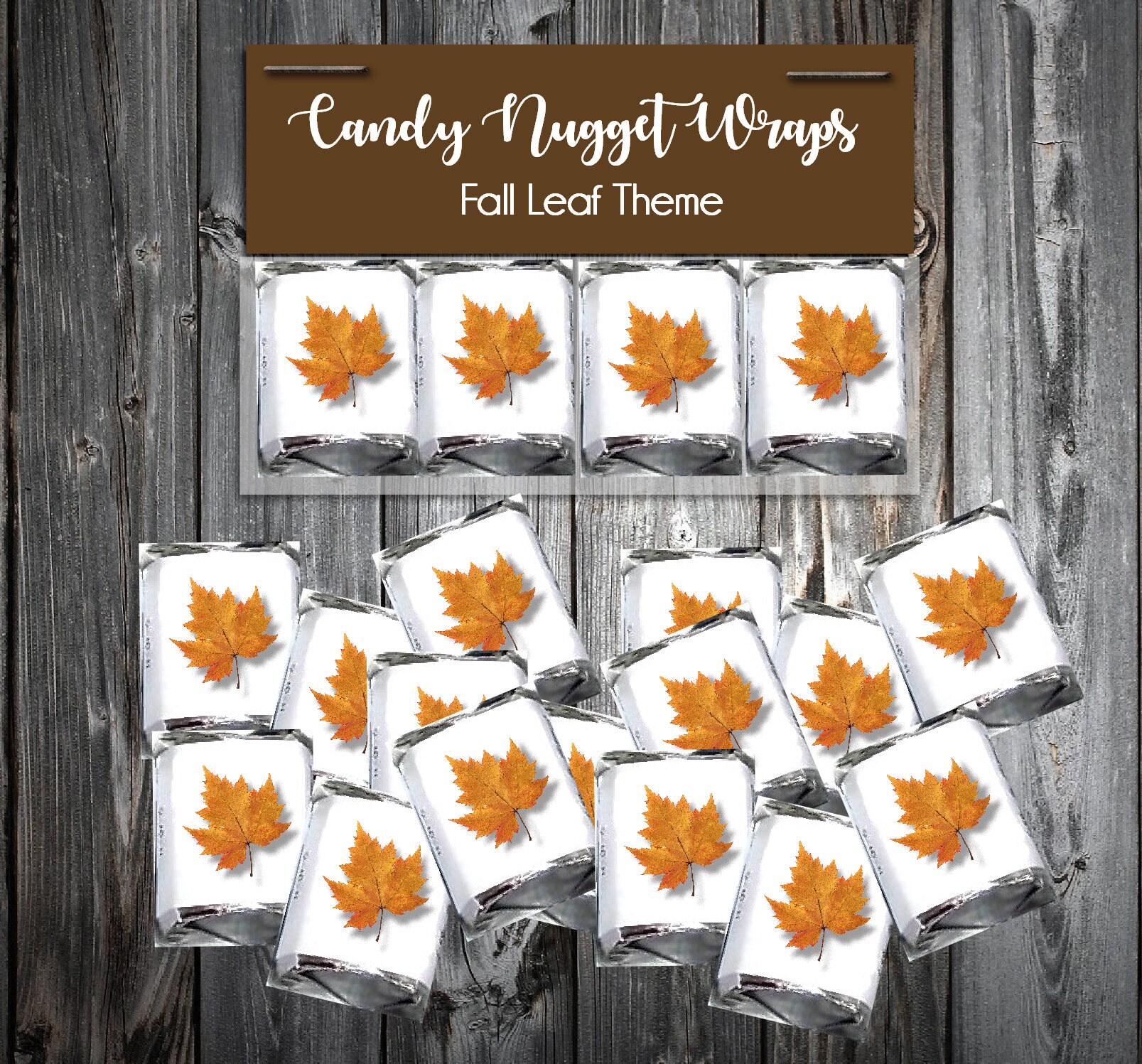 100 Fall Leaf Candy Wraps Wedding Favors