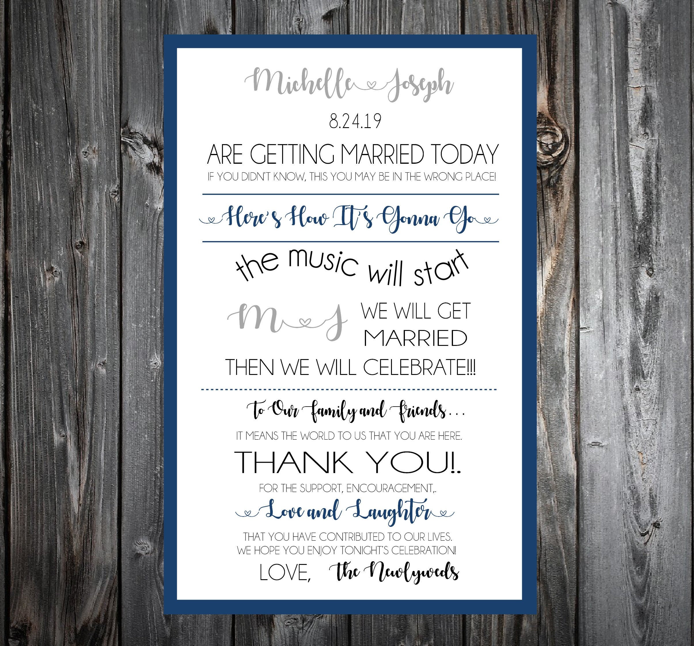 100 Wedding Programs Cards Monogram Printed Personalized