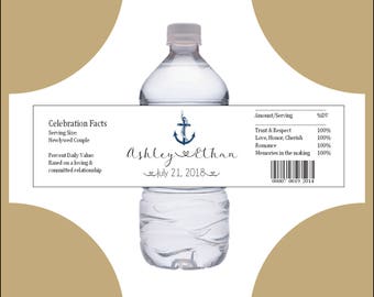 150 Nautical Beach Anchor water bottle labels - Wedding favors