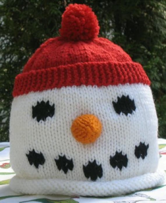 Snowman Hat Knitting Pattern PDF Hat Pattern Knitted Hat Etsy