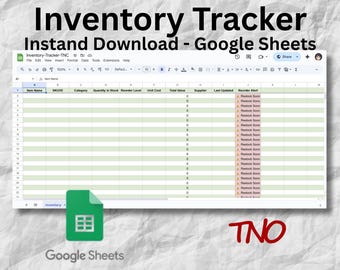 Inventory Tracker Google Sheets Template: Small Business Stock Management (Digital Download)