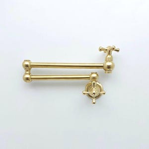 Solid Unlacquered Brass Pot Filler | Wall Mounted Kitchen Faucet | Luxury Stove Pot Filler | Folding Brass Faucet | Farmhouse Kitchen