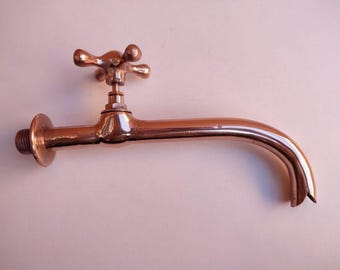 Vintage Moroccan Copper Water Faucet: Antique Brass Bath Decor
