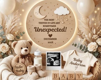 Pregnancy Announcement Digital Template, Editable Canva Baby Reveal, Digital Pregnancy Announcement, Gender Neutral Social Media Post