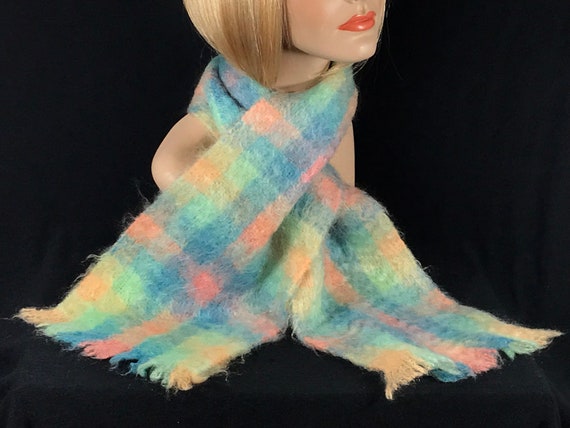 Vintage warm cashmere scarf in soft colors. Great… - image 1
