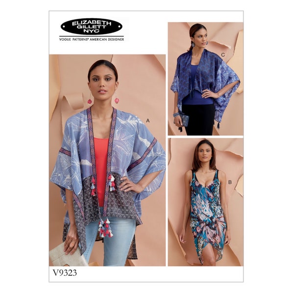 V9323, Vogue sewing pattern, cover-ups. All sizes included. Uncut, factory folded.