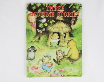 Vintage 50s children’s book Three Bedtime Stories. 14th printing of a first edition. Part of the Golden-Book series.