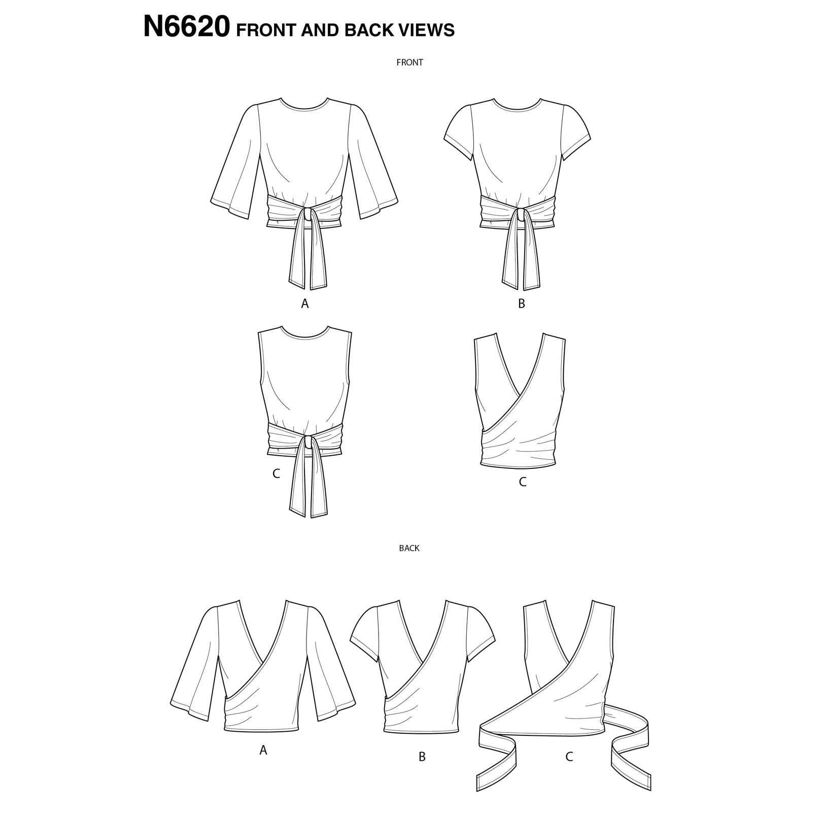 N6560 New Look Sewing Pattern Wrap Top With Sleeve and Trim Etsy