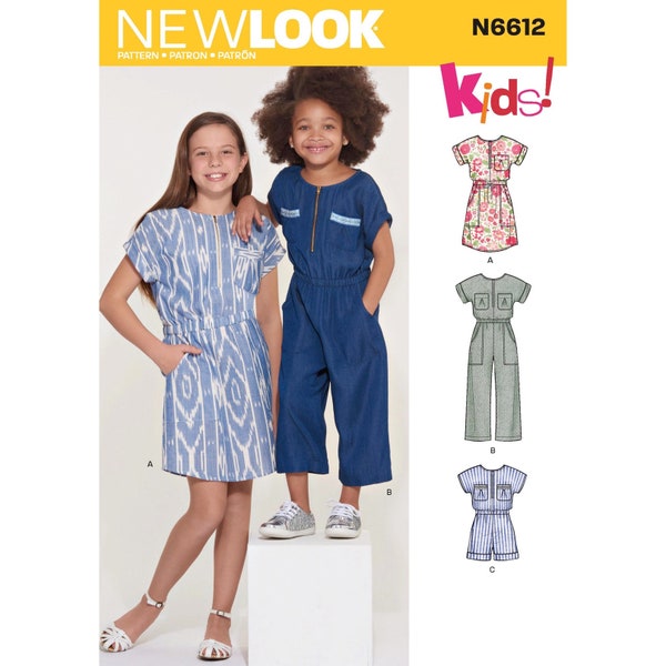 N6612, New Look sewing pattern, kids pattern, sizes 3 to 14 years. Uncut, factory folded.