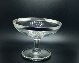 Dorothy Thorpe compote silver line. Very midcentury modern (MCM)!
