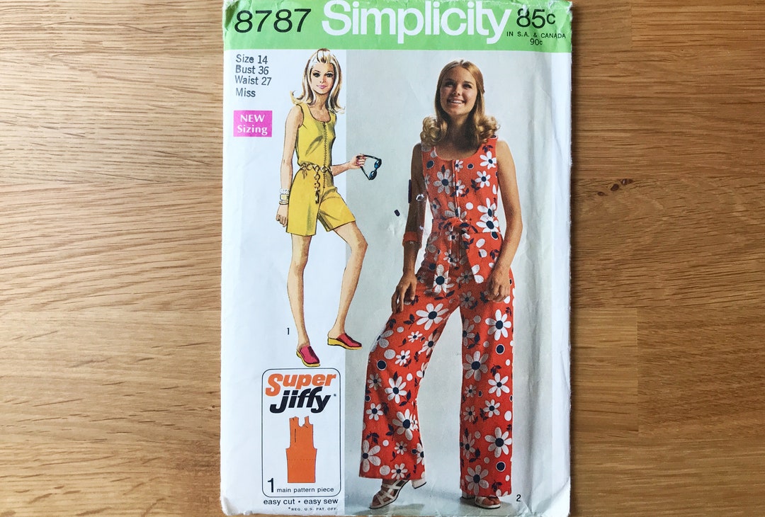 Vintage Sewing Pattern. 70s Jumpsuit With One Main Pattern Piece Waist ...