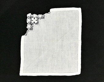 Antique handkerchief, linen with hand embroidery. From Sweden.