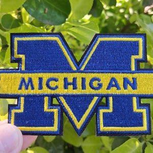 Michigan Wolverines embroidered patch: iron-on 3" X 2.5"