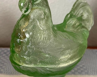 Vintage 1970s Glass Rooster Candy Dish