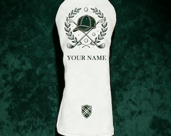 Personalized Golf Headcover: Custom Name & Vintage Cap Design, Custom Logo or Text, Bespoke Driver Cover, Golf Gift for Him