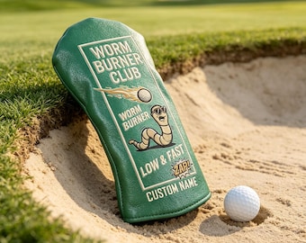 Personalized Golf Headcover: Custom Name Worm Burner, Funny Embroidered Driver Cover, Unique Golf Gifts for Men