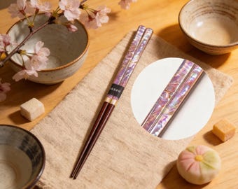 Handmade Mother of Pearl Inlay Chopsticks Natural Abalone Shell Wood Chopsticks Luxury Japanese Tableware Set Unique Wedding Gift for Couple