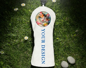 Personalized Photo Golf Headcover | Custom Golf Club Cover with Pet or Lover Picture, Logo, Text | Unique Golf Gift for Dad, Men Driver Wood