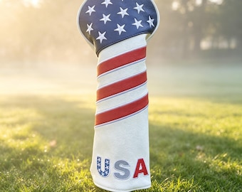 USA Flag Golf Headcover, American Patriotic Driver Cover, Stars and Stripes Golf Club Head Cover, Golf Gift for Men, USA Golf Accessories
