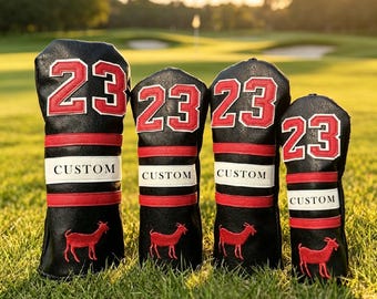 Personalized Golf Headcovers Set, Custom Golf Club Covers Leather Driver Fairway Hybrid Covers Unique Golfer Gift for Men Sports Style Gift