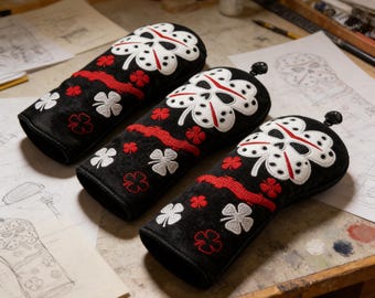 Golf Club Headcover Lucky Clover Golf Driver Cover Irish Shamrock Accessory Unique Golfer Gift for Men Women Jason Voorhees Friday the 13th