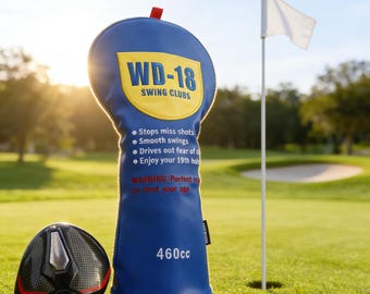 Funny Golf Driver Headcover, WD-18 Swing Clubs Golf Club Cover, 460cc PU Leather Golf Accessory for Men Women, Humorous Golfer Gift