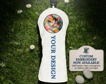 Personalized Photo Golf Headcover | Custom Golf Club Cover with Pet or Lover Picture, Logo, Text | Unique Golf Gift for Dad, Men Driver Wood