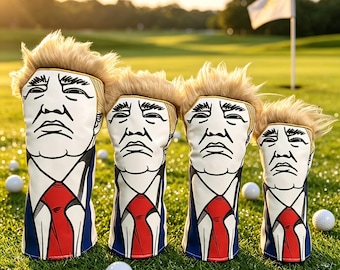 Funny Golf Driver Head Cover, Wild Hair Character Headcover, Novelty Golf Club Cover, Unique Golfer Gift, Plush Golf Accessory