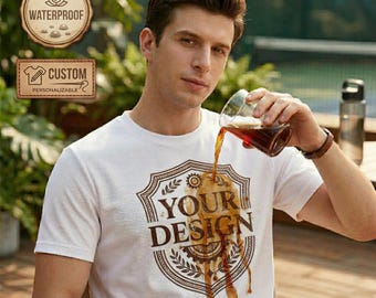 Personalized Waterproof T-Shirt, Custom Dri Fit Tee, Spill Resistant Shirt, Unisex Performance Tee, Custom Logo Sport Shirt, Gift for Him