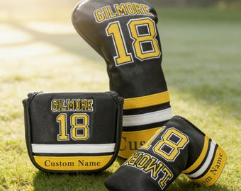 Happy Gilmore Golf Headcover Set Leather Driver Putter Mallet Alignment Rod Covers Retro Sports-Inspired Accessories Unique Gift for Golfers