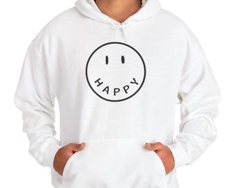 Sudadera con capucha y cara feliz / Sudadera con gráfico minimalista