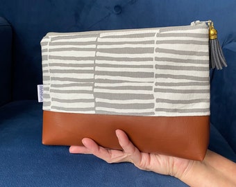 Vegan leather clutch zippered bag case