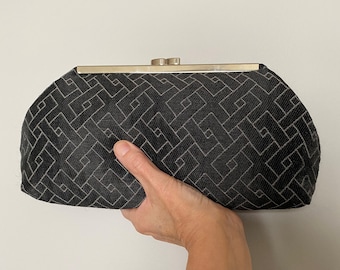 Black evening clutch with chain